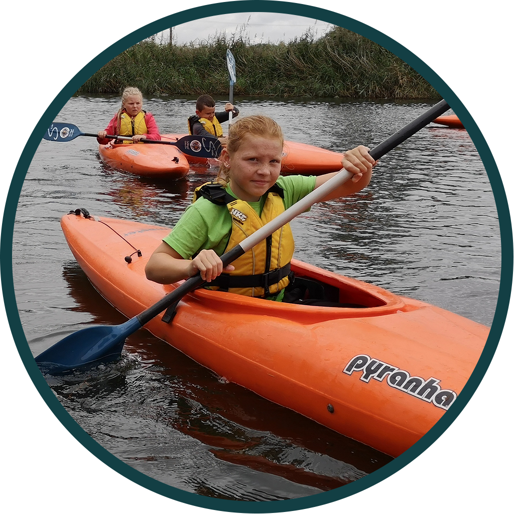 Young girl kayaking